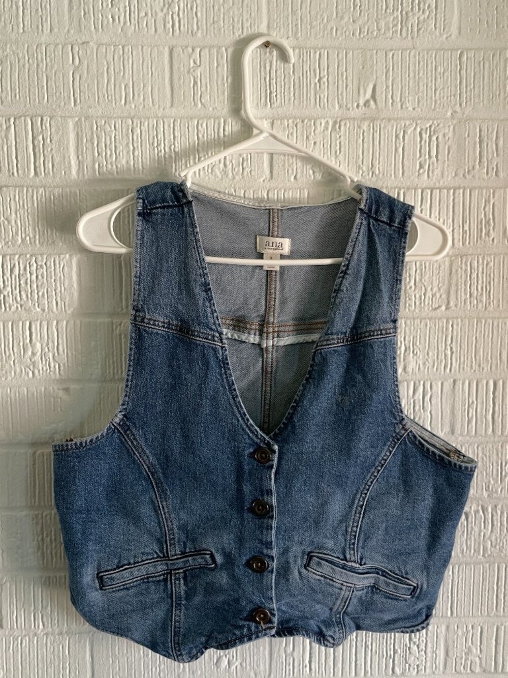 Ana Denim Vest Western Cowboy Boho Wear Womens XL Blue